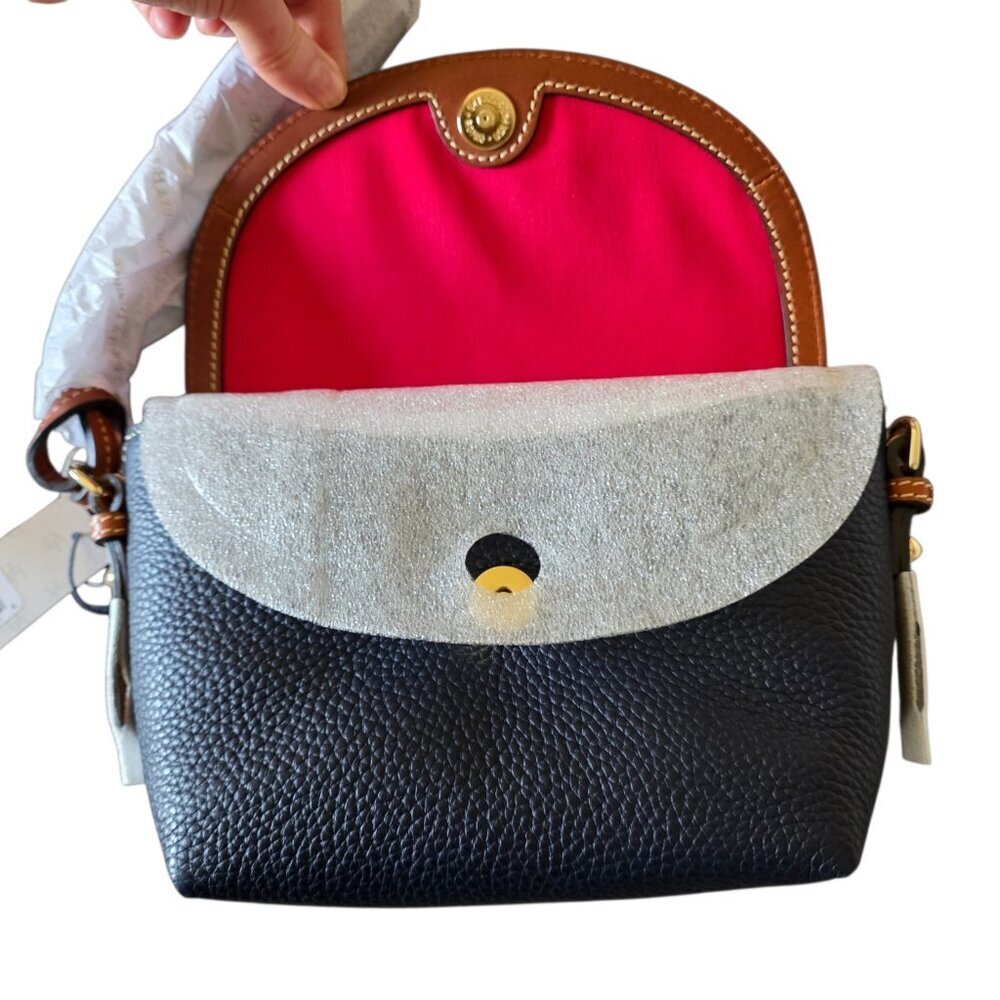 Dooney & Bourke Pebbled Leather Crossbody Saddle Bag Midnight Blue NWT - Picture 14 of 16
